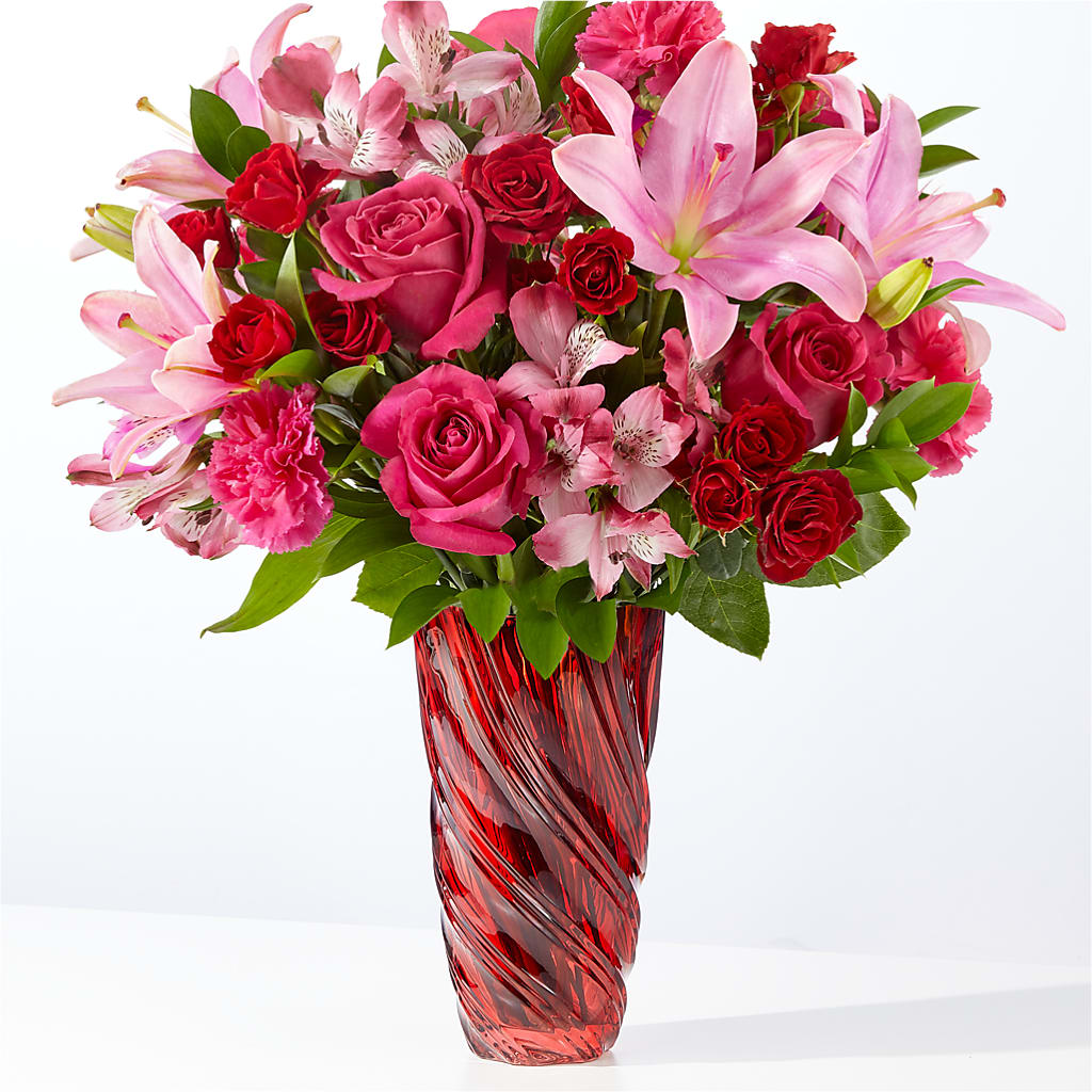 In Love Bouquet with Luxe Swirl Vase – Oaxaca Florist, Gaithersburg MD