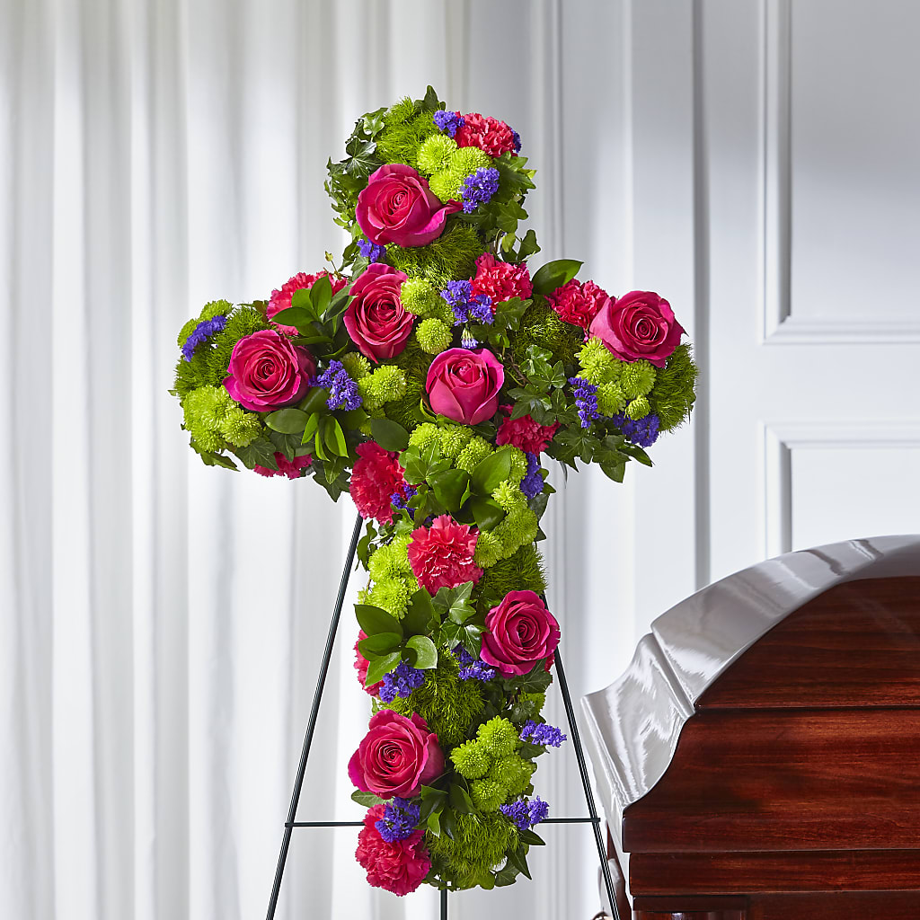 Tribute Rose Floral Cross – Oaxaca Florist, Gaithersburg MD