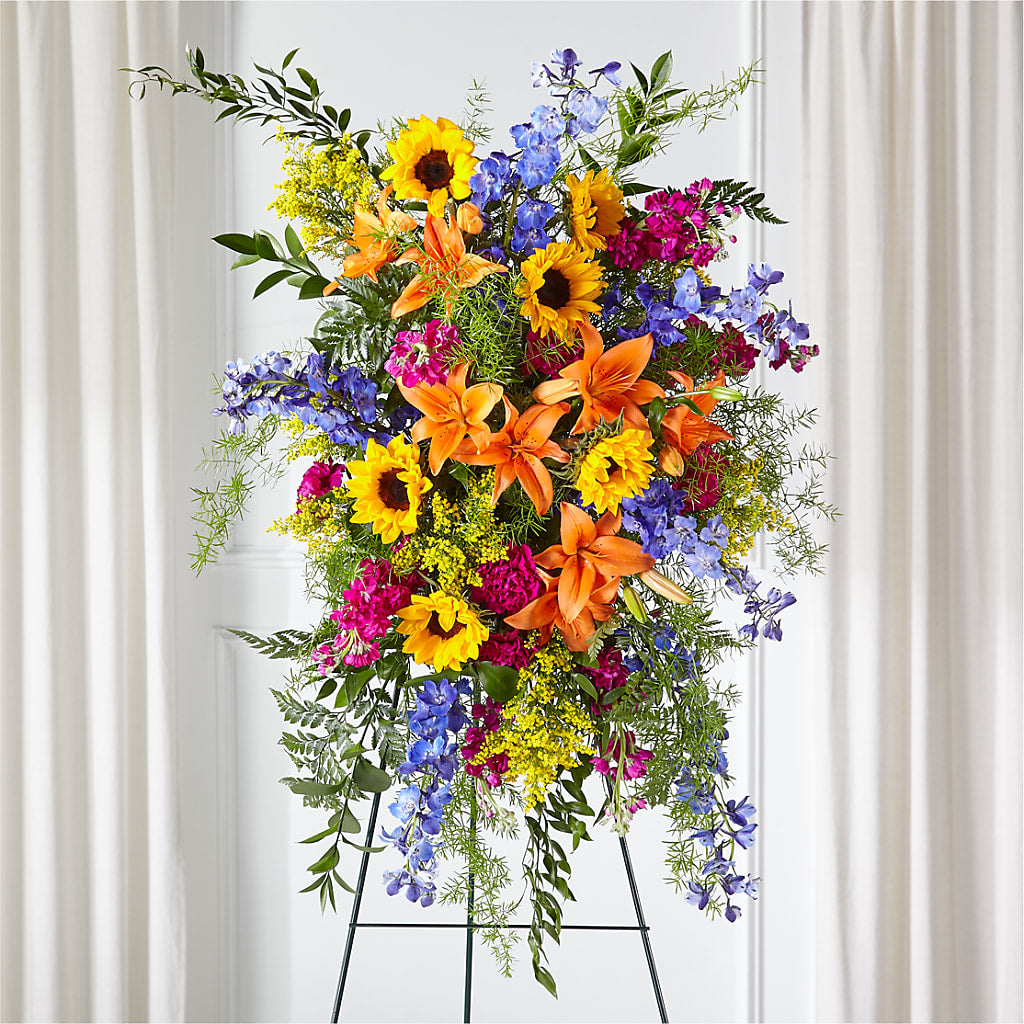Sunlit Memories Standing Spray (Standard) – Oaxaca Florist, Gaithersburg MD
