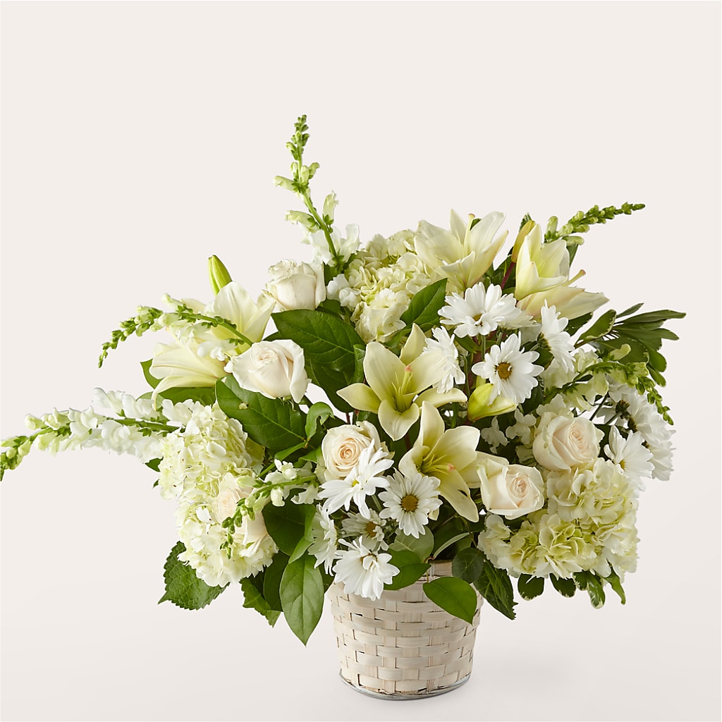 Ivory Elegance Floral Basket – Oaxaca Florist, Gaithersburg MD