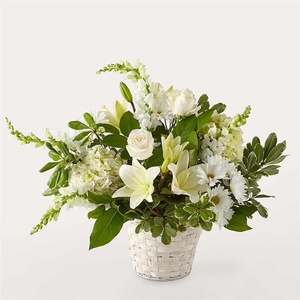 Ivory Elegance Floral Basket – Oaxaca Florist, Gaithersburg MD