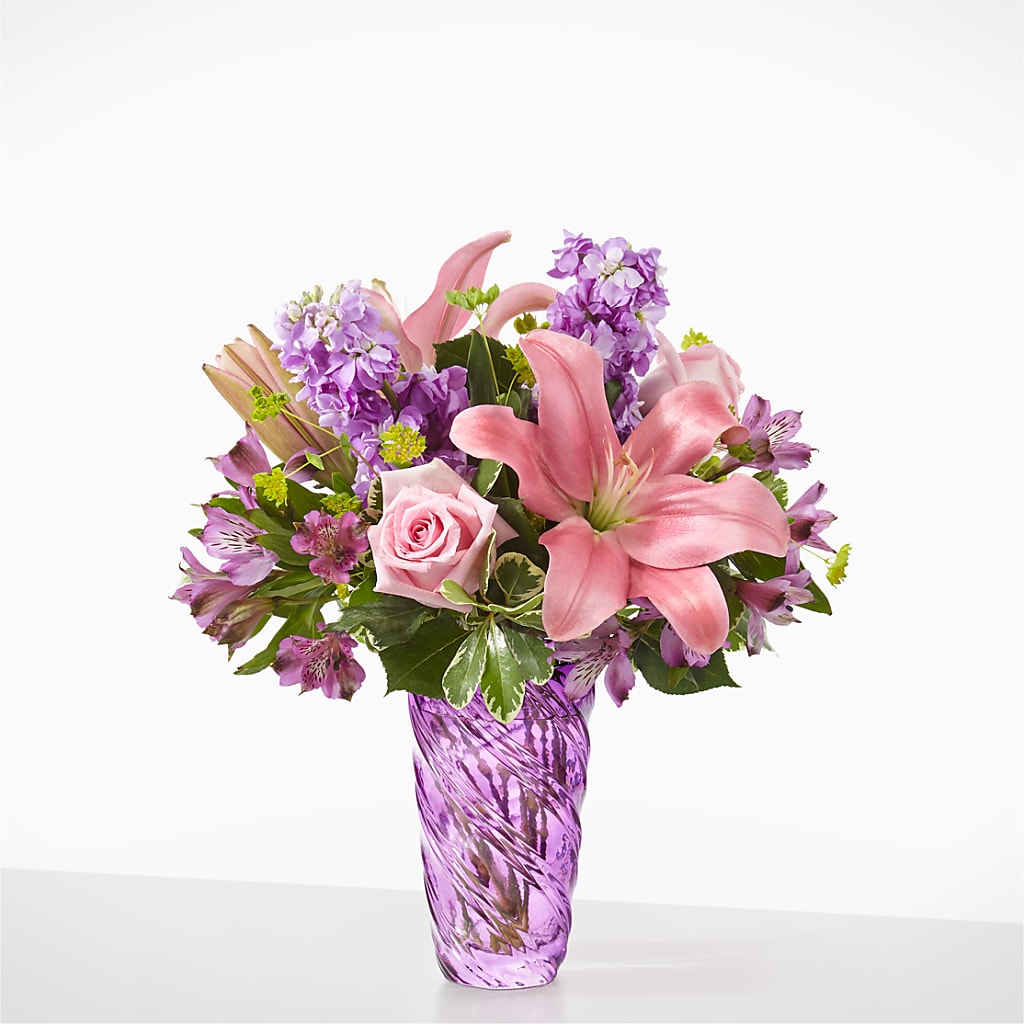 Precious Petals Bouquet with Luxe Swirl Vase – Oaxaca Florist, Gaithersburg MD
