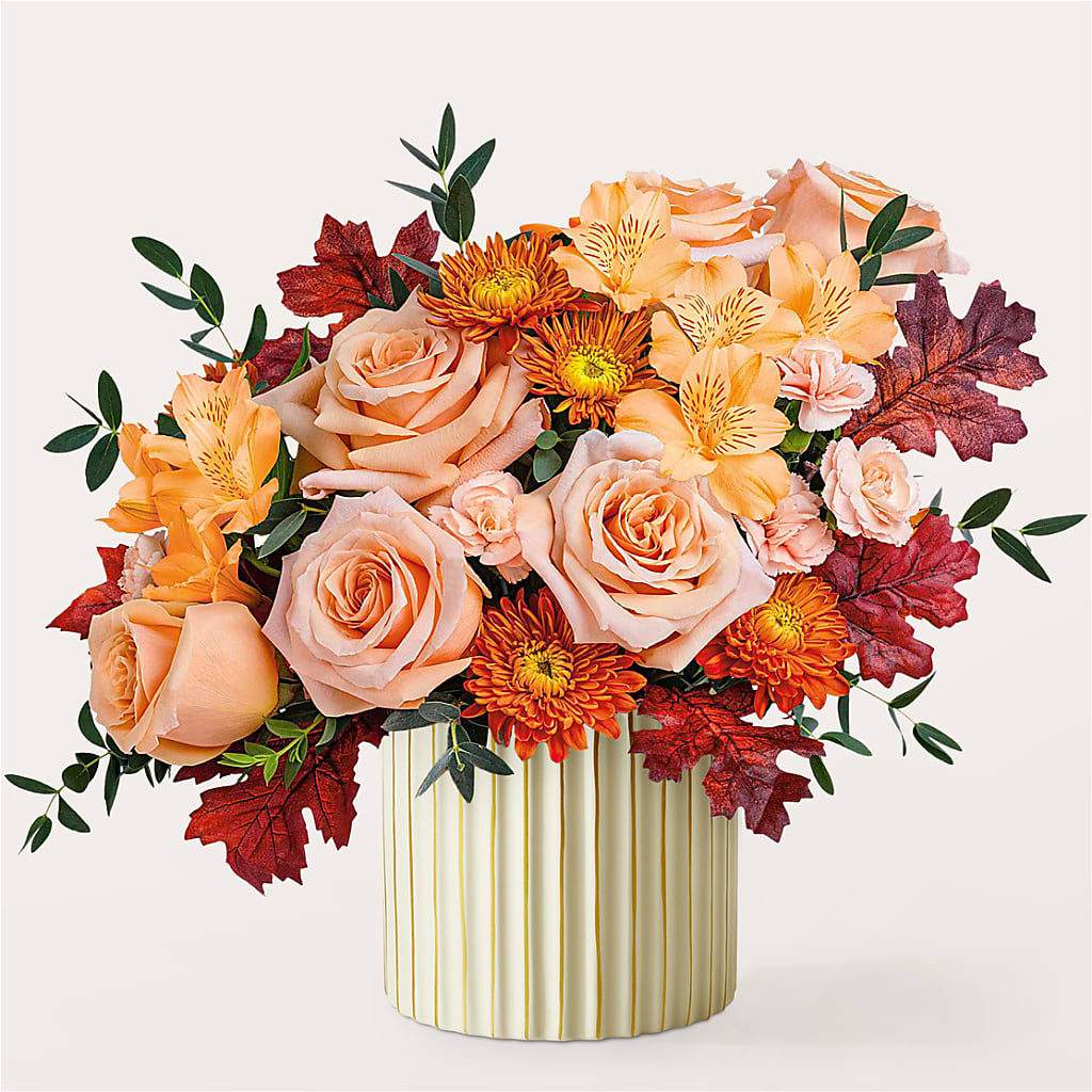 Spiced Latte Bouquet with Ivory Vase – Oaxaca Florist, Gaithersburg MD