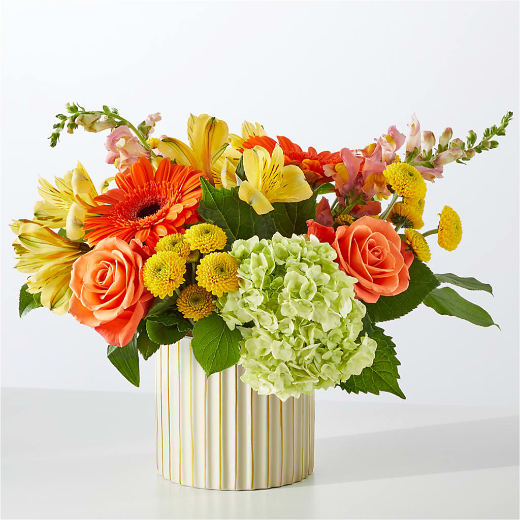 Autumn Sunshine Bouquet with Ivory Vase –  Oaxaca Florist, Gaithersburg MD