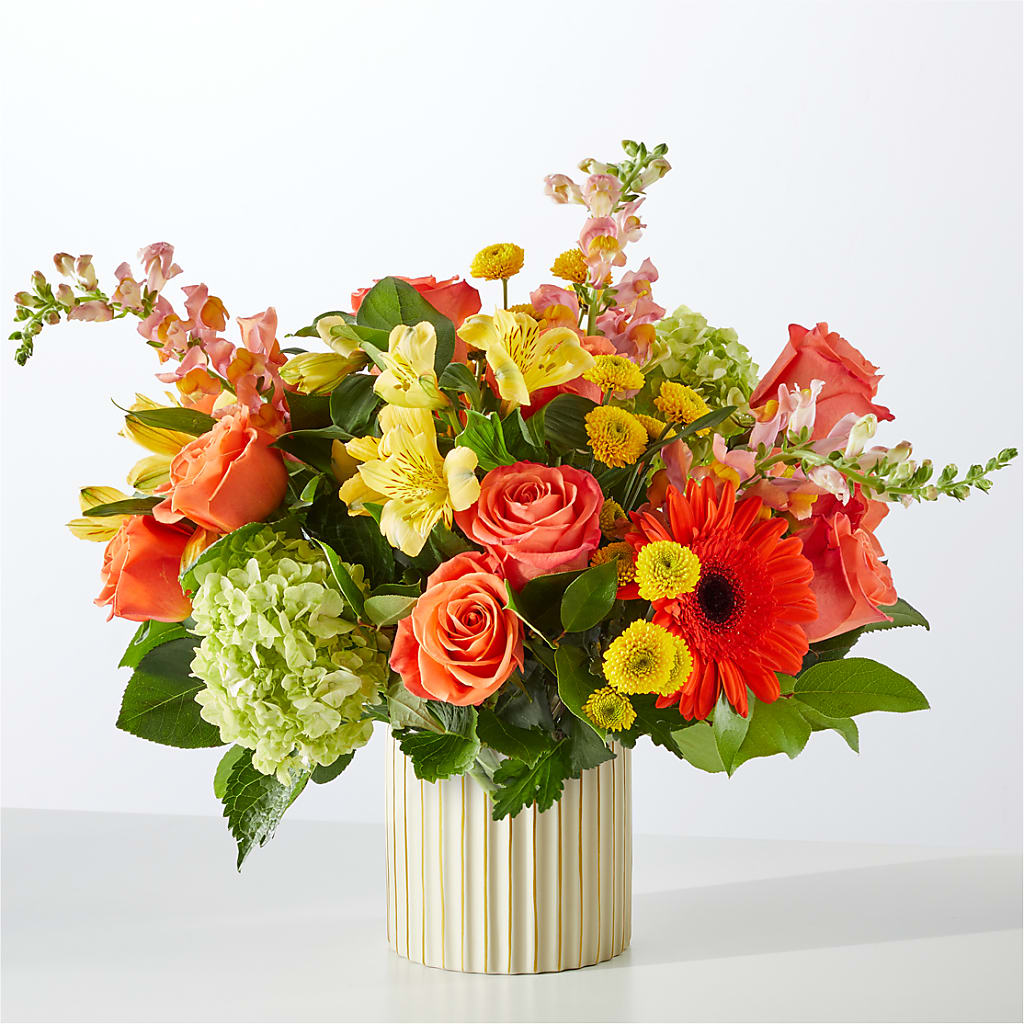 Autumn Sunshine Bouquet with Ivory Vase –  Oaxaca Florist, Gaithersburg MD
