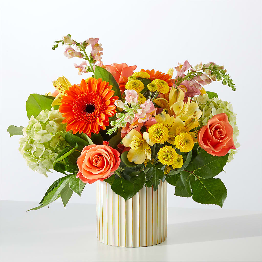 Autumn Sunshine Bouquet with Ivory Vase –  Oaxaca Florist, Gaithersburg MD