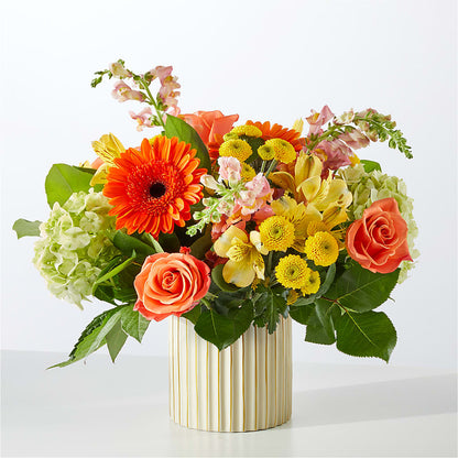 Autumn Sunshine Bouquet with Ivory Vase –  Oaxaca Florist, Gaithersburg MD
