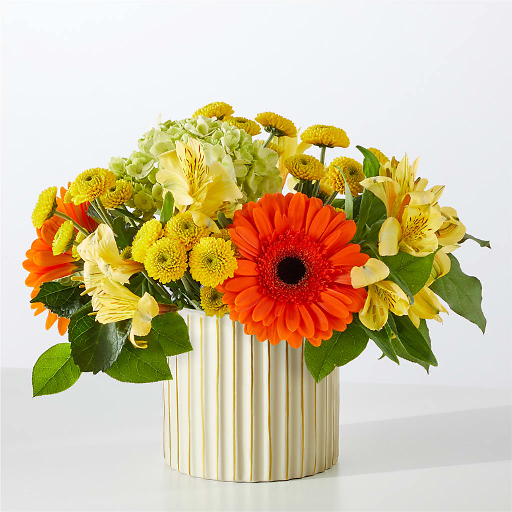 Autumn Sunshine Bouquet with Ivory Vase –  Oaxaca Florist, Gaithersburg MD